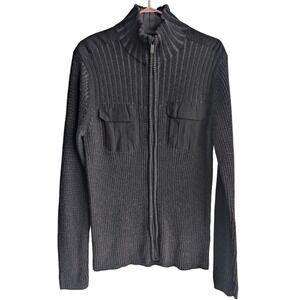 Calvin Klein Men's Medium Full Zip‎ Grey Long Sleeve Knit Sweeter